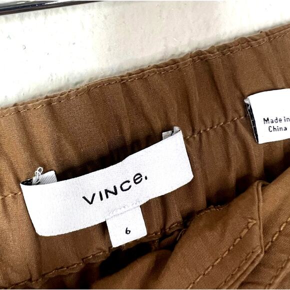 Vince Mid Rise Fluid Cargo Trouser Pants Nile Tan Women's 6 Wide Leg Pockets - Picture 5 of 8